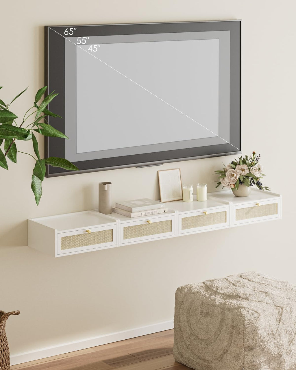Wood Wall Mount Floating Bedside Nightstand