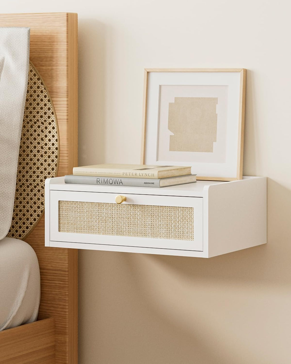 Wood Wall Mount Floating Bedside Nightstand