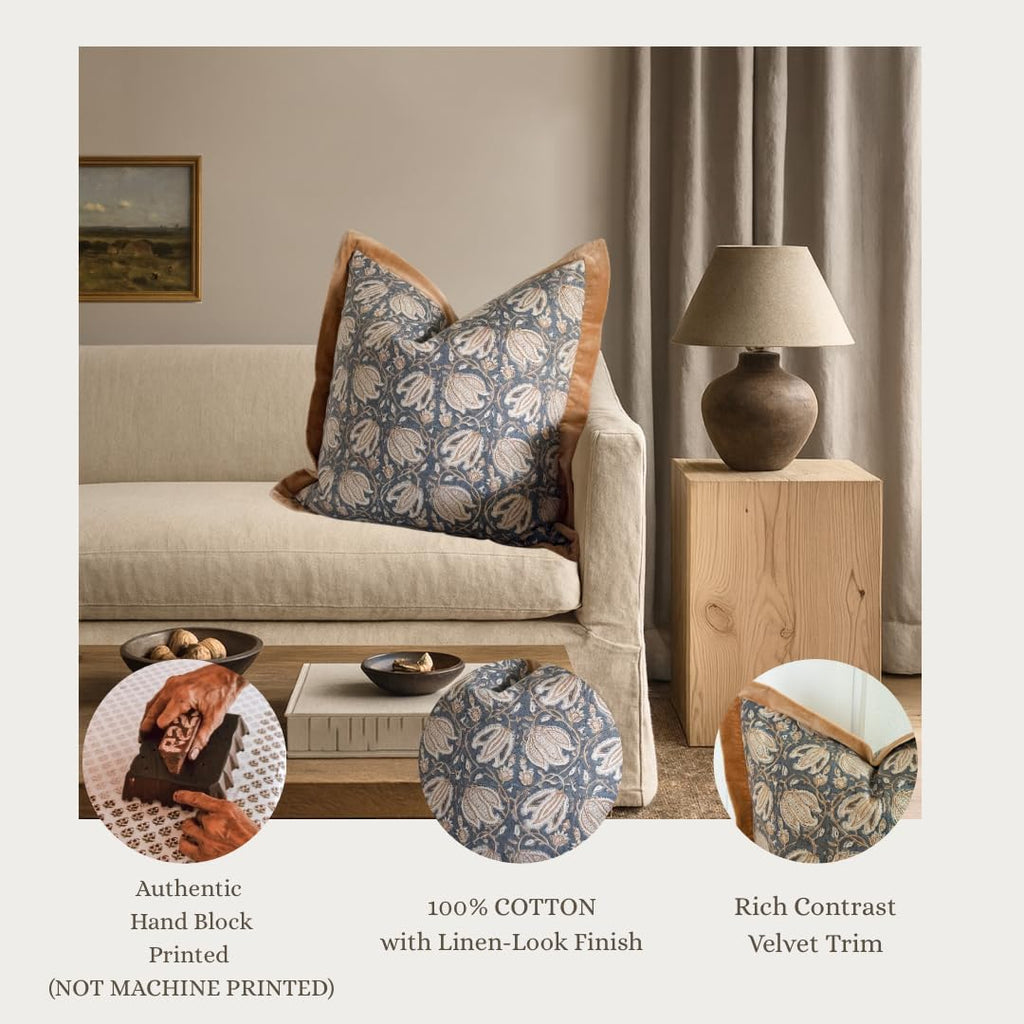 Printed Cotton Linen Decor Pillow Cover Pack of 1