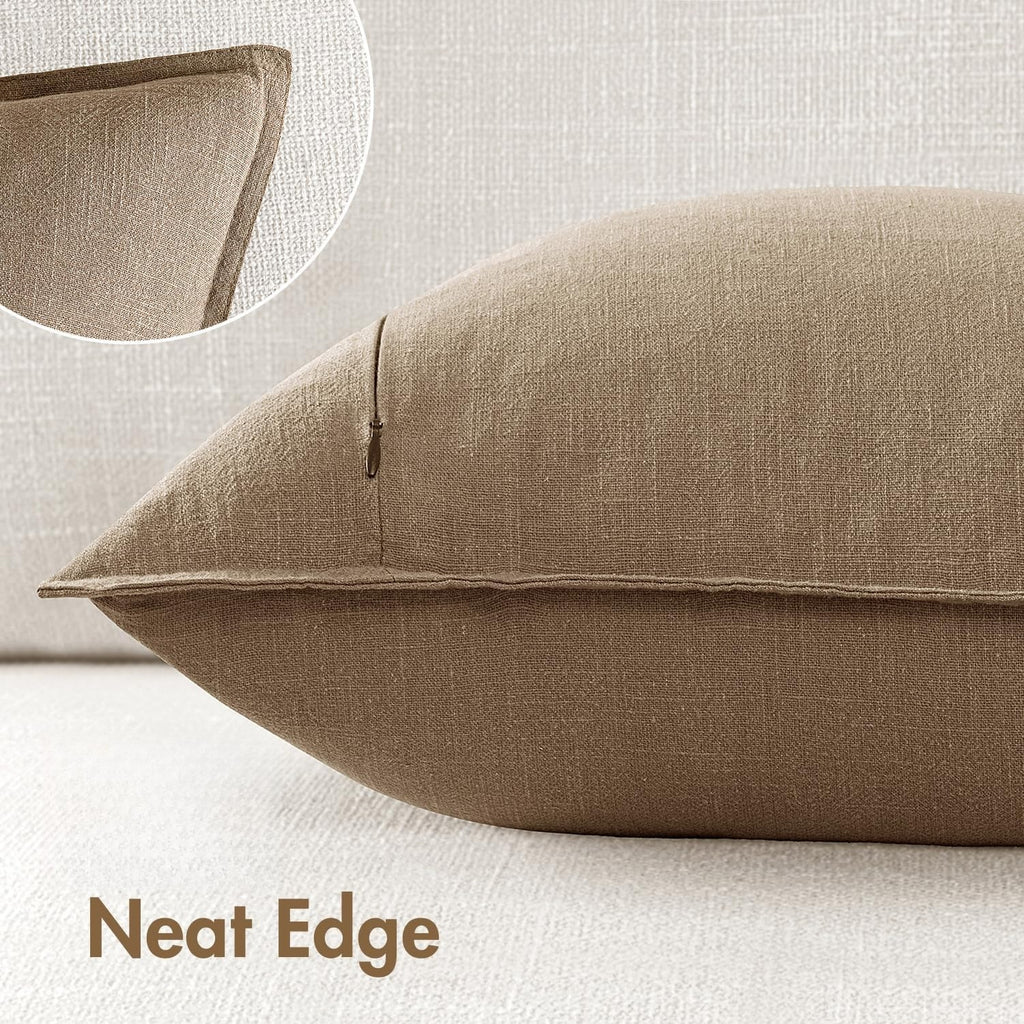 Solid Farmhouse Linen Pillow Covers Set of 2