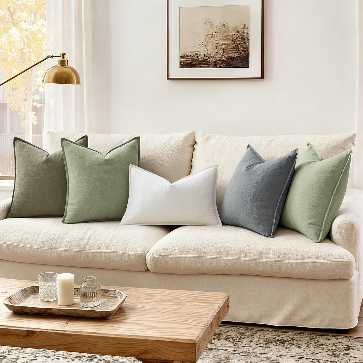 Boho Farmhouse Linen Pillow Covers Pack of 2