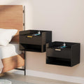 Black Floating Nightstands With Charging Station