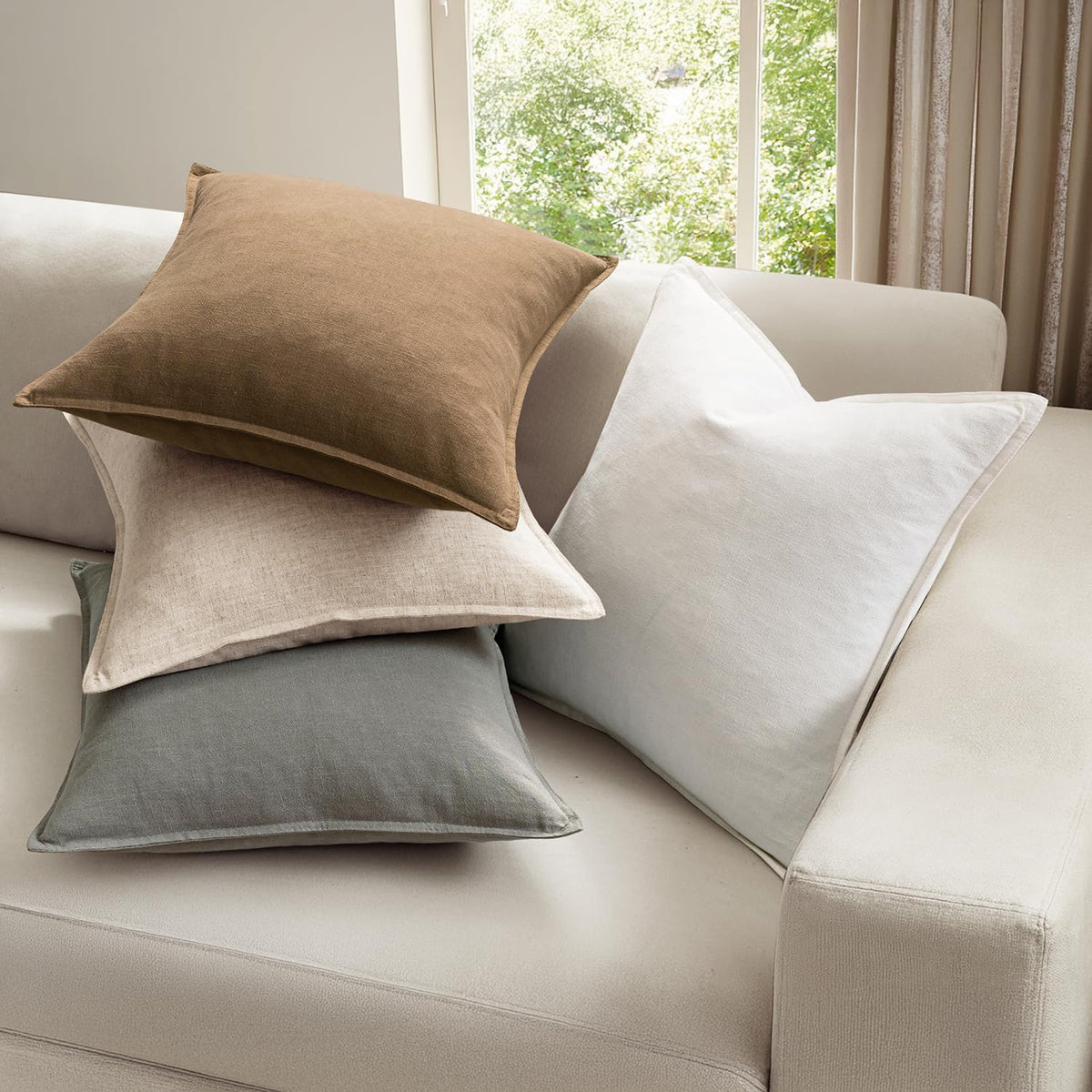 Boho Farmhouse Linen Pillow Covers Pack of 4