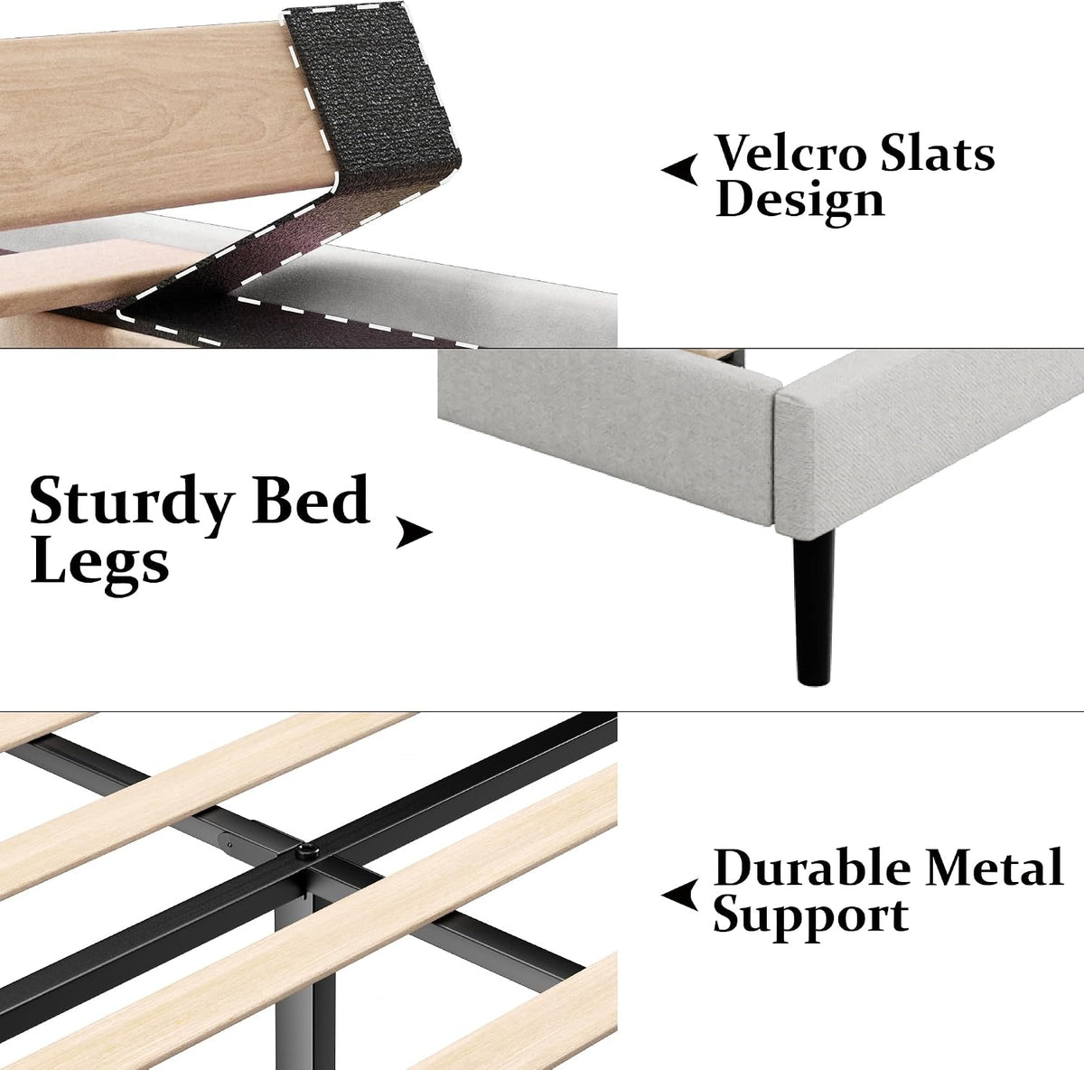 Sand Wingback Queen Upholstered Bed Frame