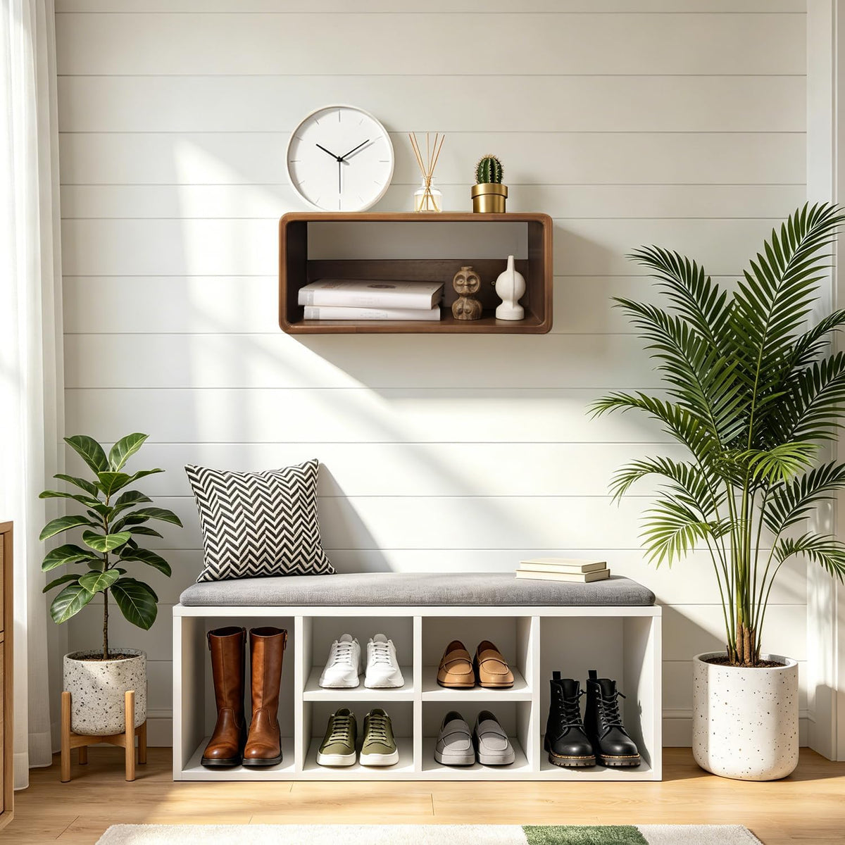 Pine Wood Minimalist Floating Bedside Nightstand