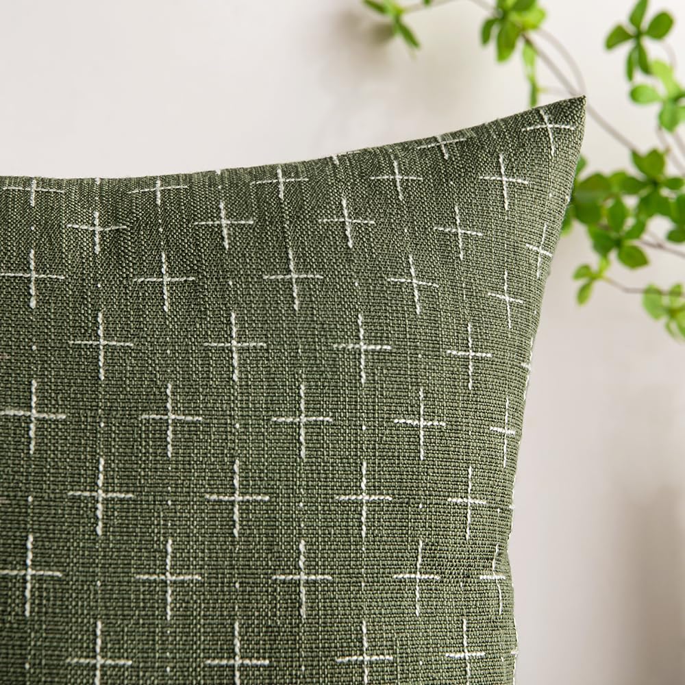 Vintage Farmhouse Burlap Linen Pillow Covers Set of 2