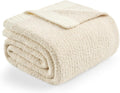Ivory Reversible Soft Knit Throw Blanket