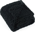 Black Handmade Chunky Chenille Throw Blanket