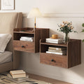 Walnut Floating Nightstands With Charging Station