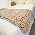 Tan Jumbo Chenille Chunky Knit Throw Blanket