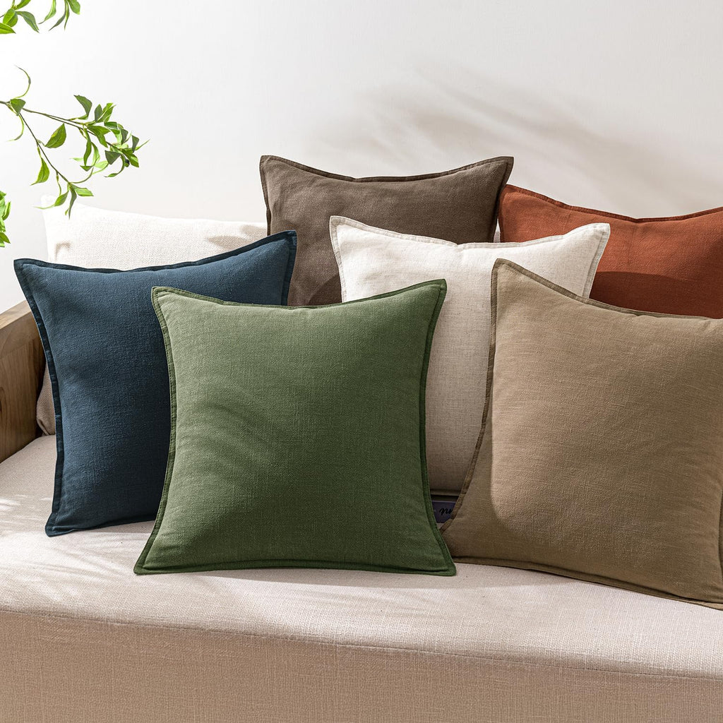 Solid Farmhouse Linen Pillow Covers Set of 2