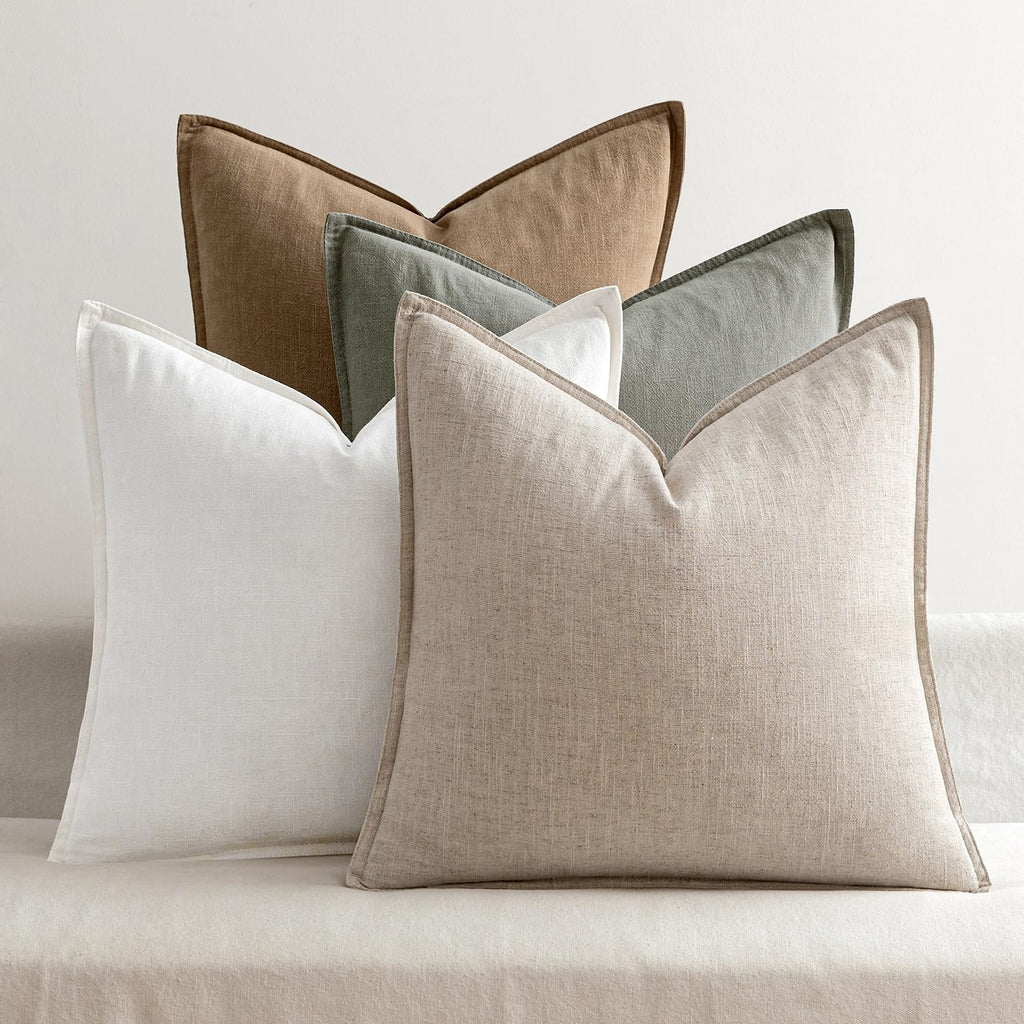 Boho Farmhouse Linen Pillow Covers Pack of 4