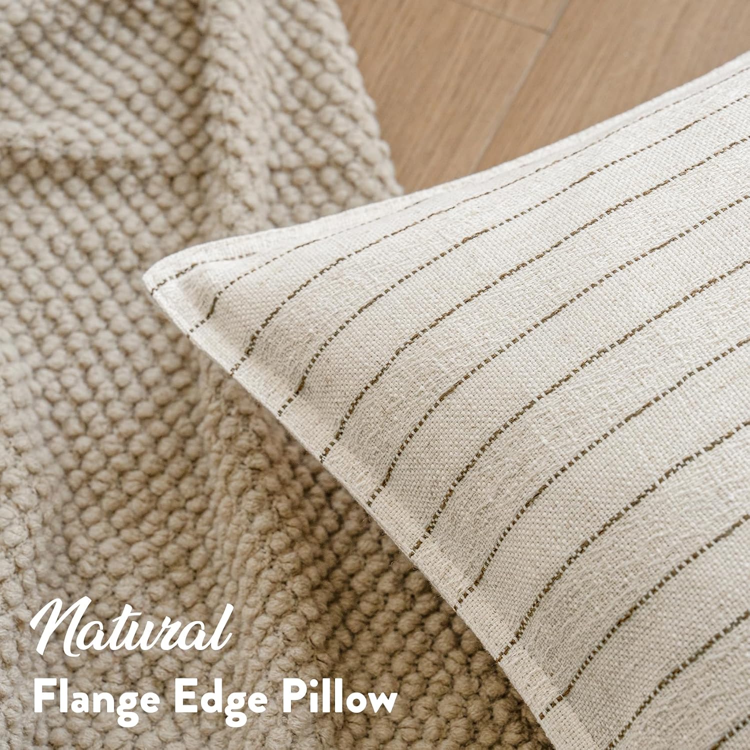 Striped Farmhouse Linen Pillow Covers Set of 2