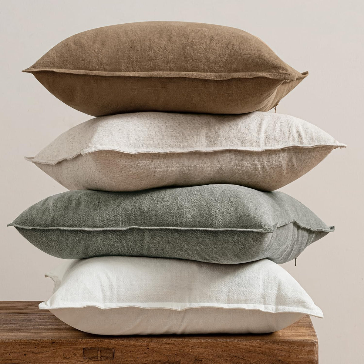 Boho Farmhouse Linen Pillow Covers Pack of 4