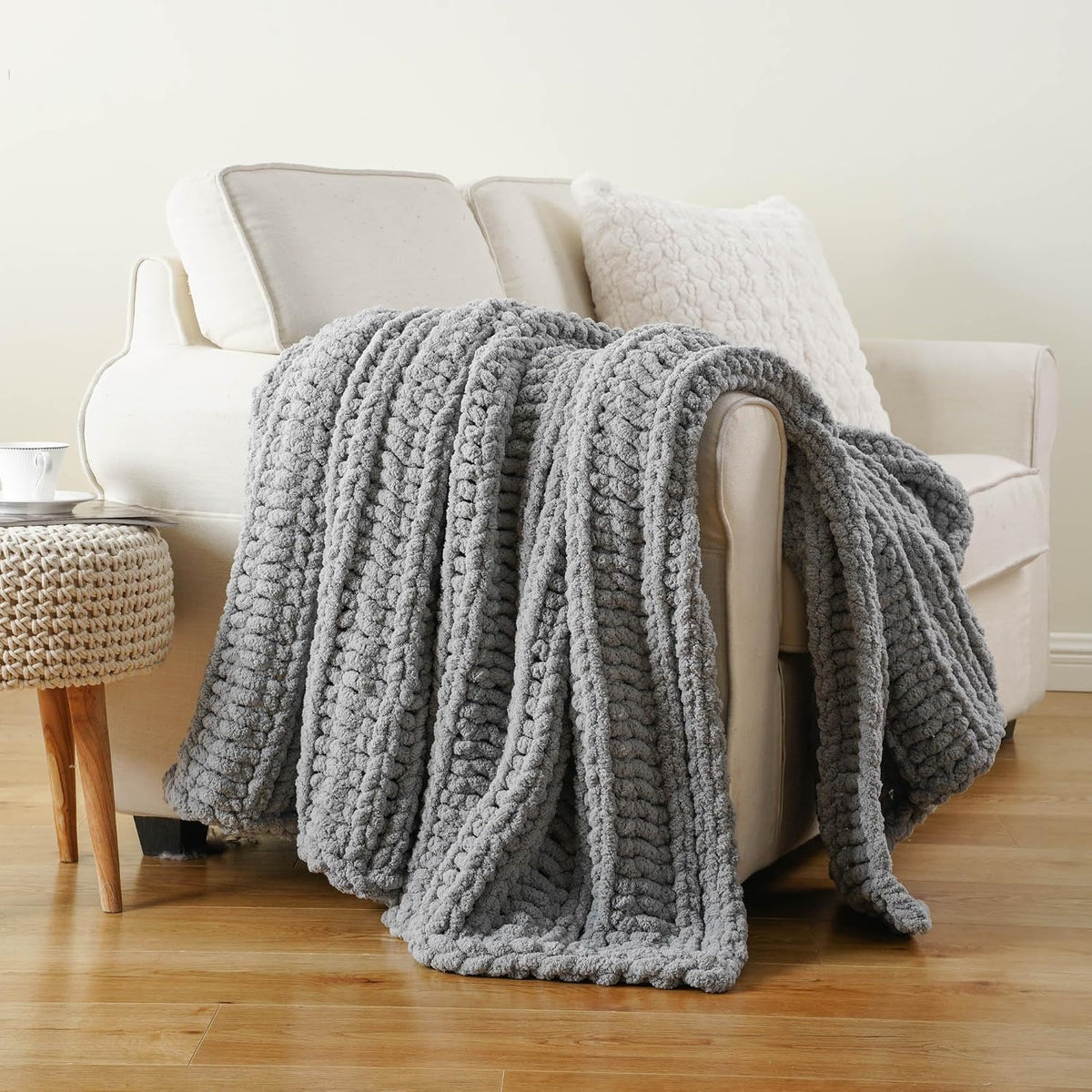 Chunky Knit Chenille Cozy Throw Blanket