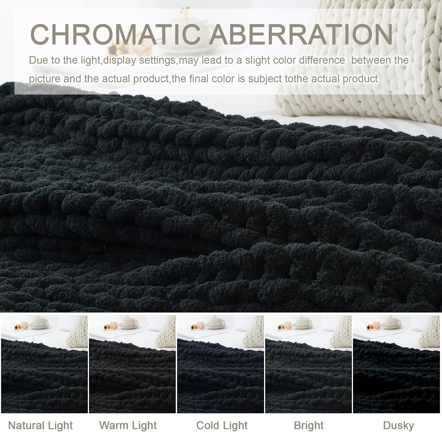 Black Handmade Chunky Chenille Throw Blanket