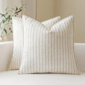Striped Farmhouse Linen Pillow Covers Set of 2