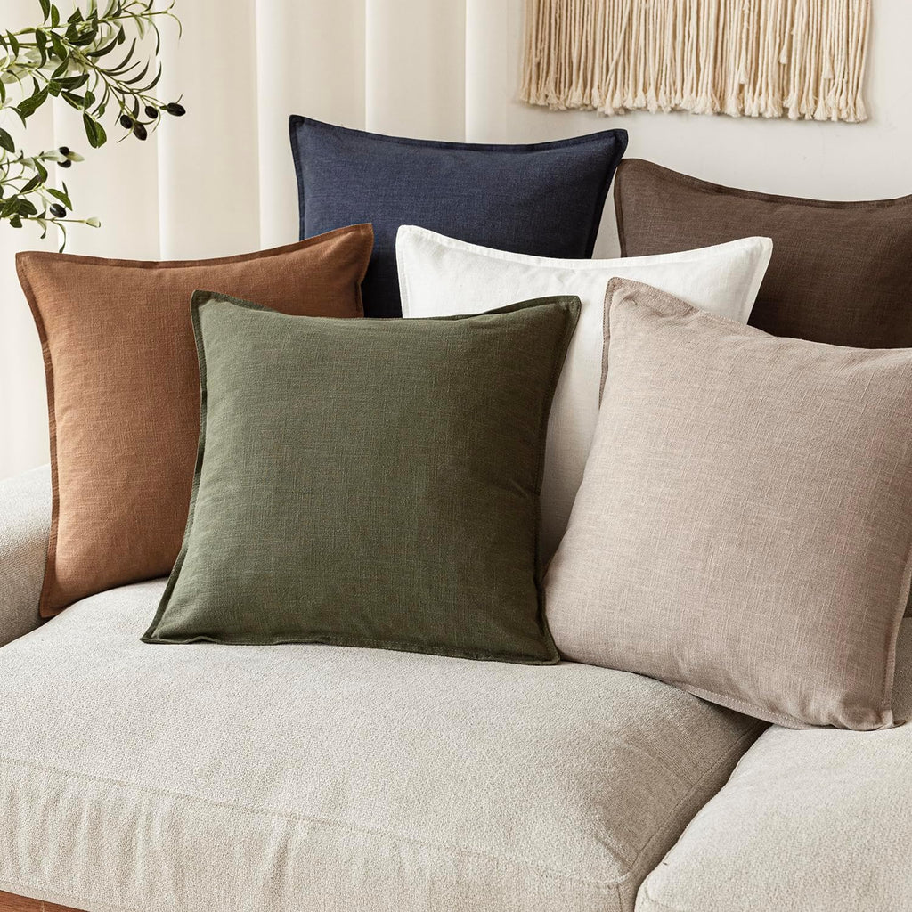 Boho Farmhouse Linen Pillow Covers Set of 2