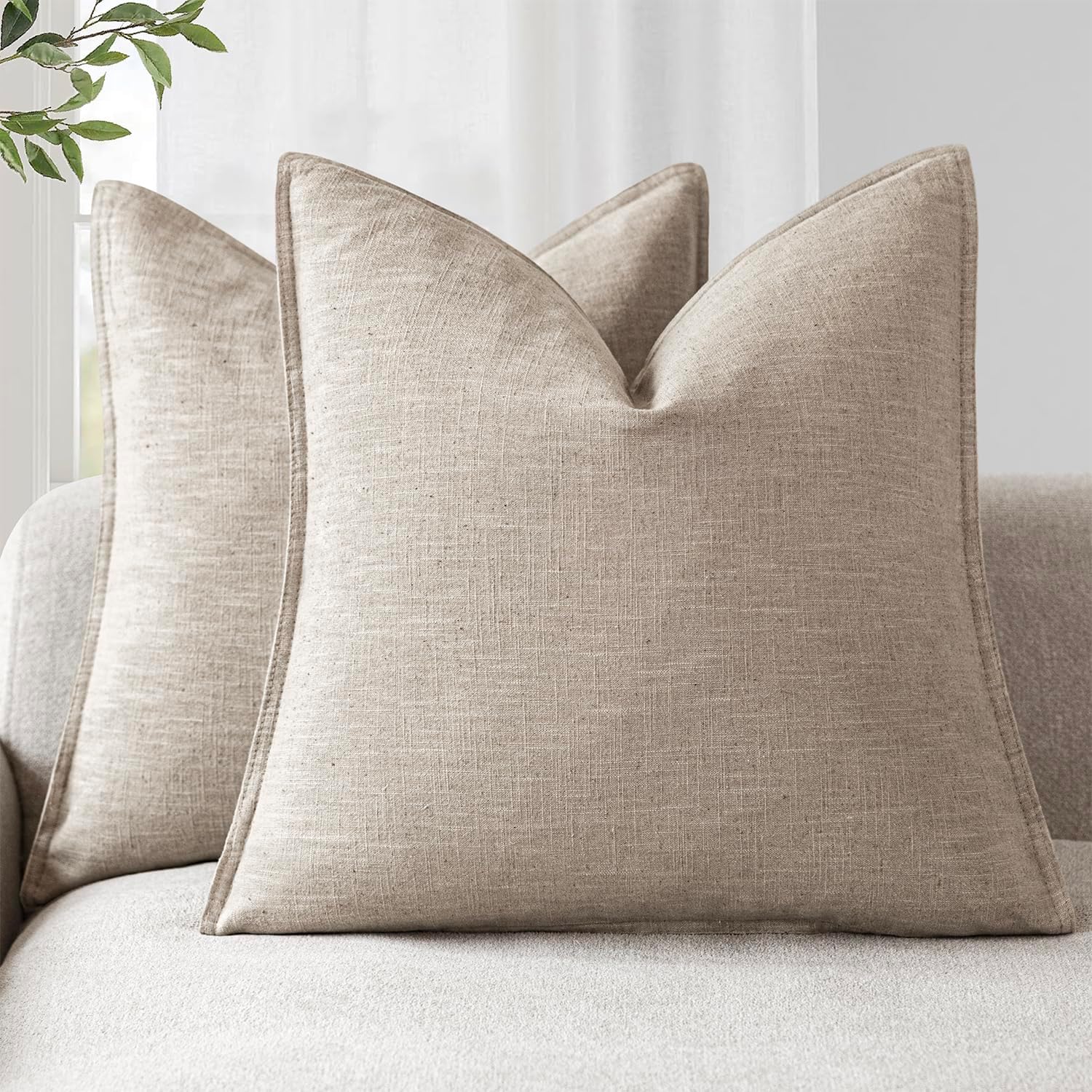 Boho Farmhouse Linen Pillow Covers Set of 2