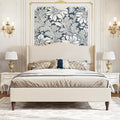 Beige Wingback Tall Queen Bed Frame