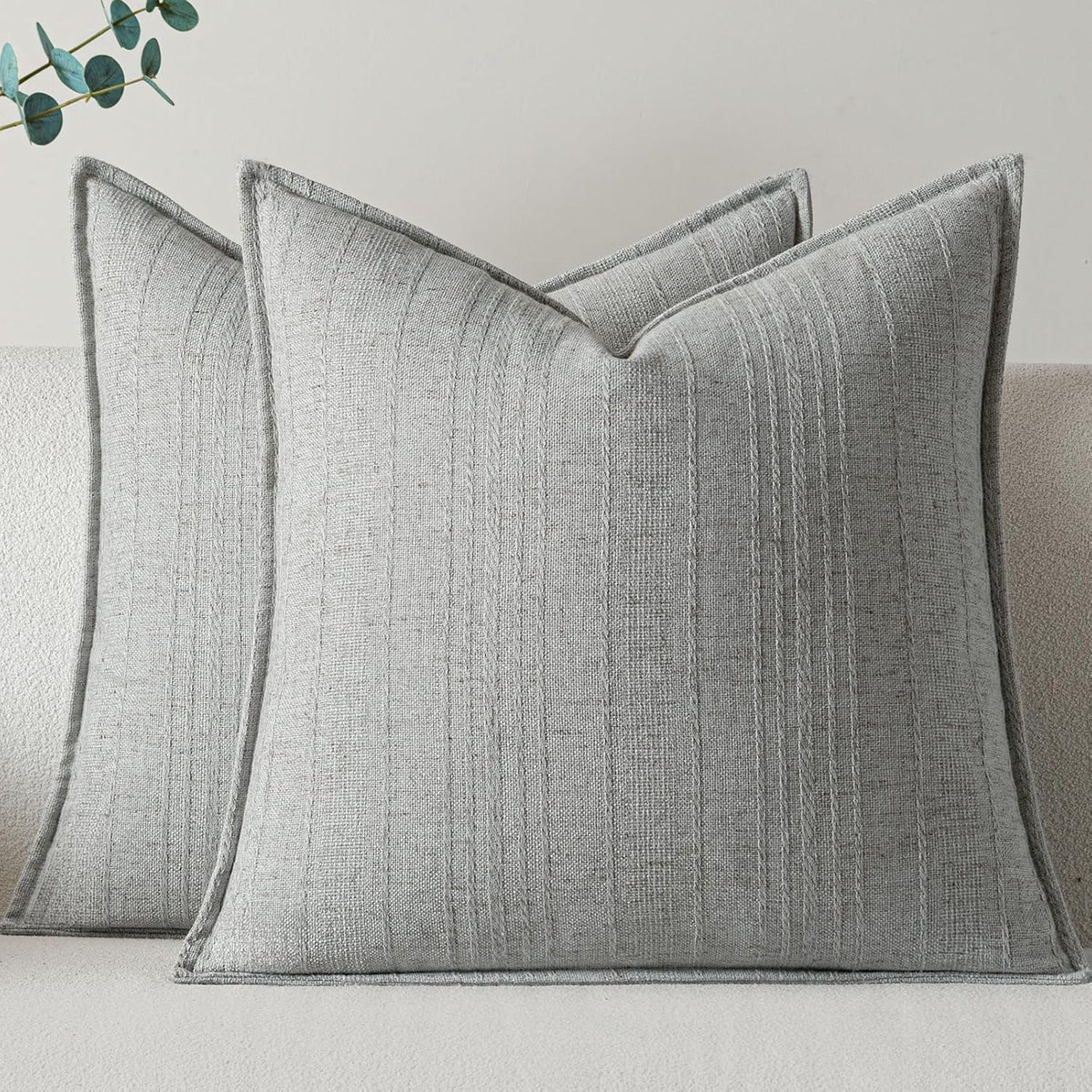 Boho Farmhouse Linen Pillow Covers Set of 2