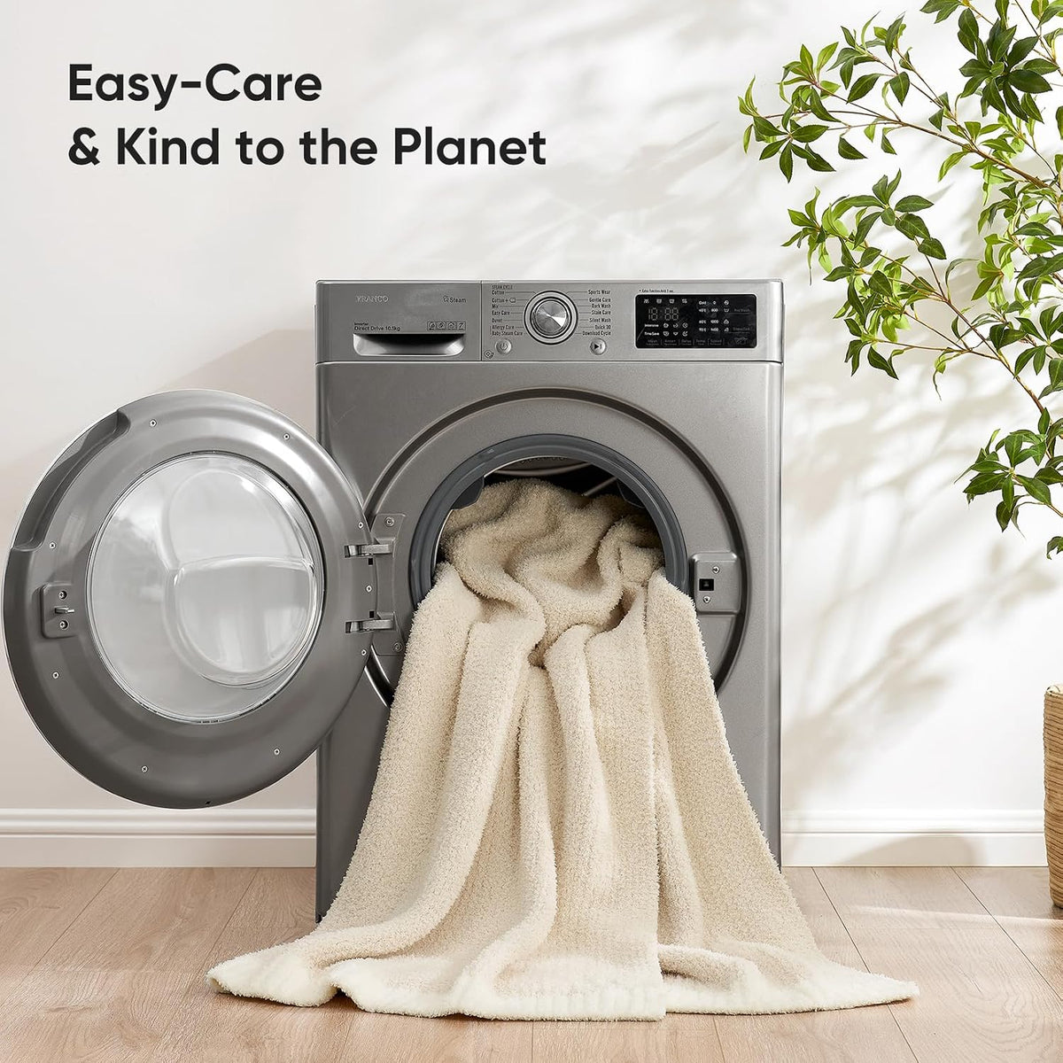 Ivory Reversible Soft Knit Throw Blanket
