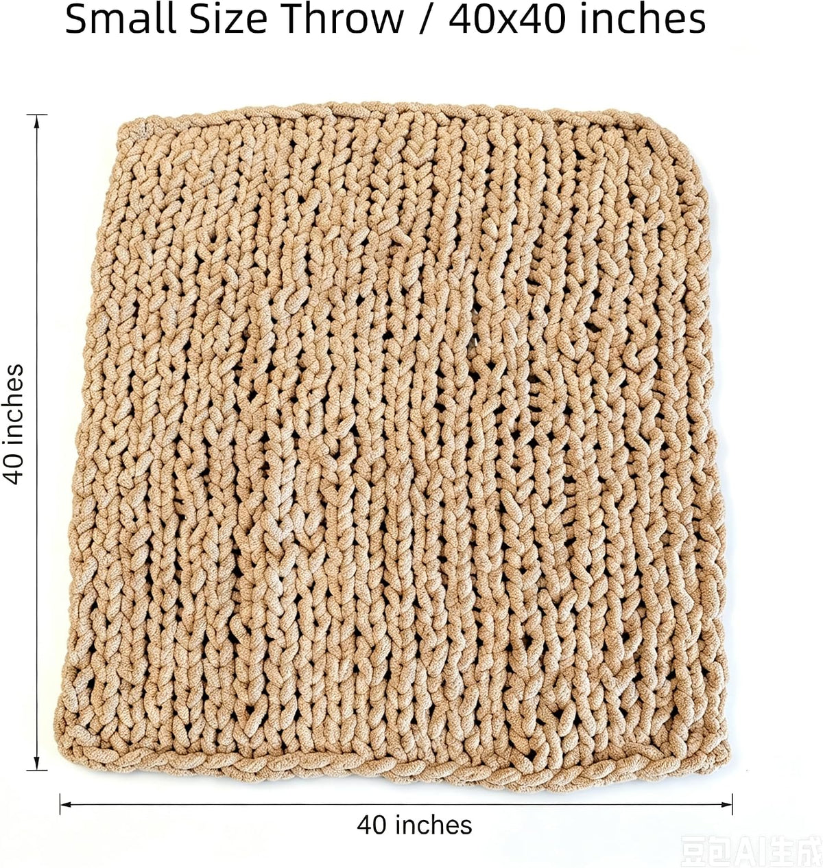 Tan Jumbo Chenille Chunky Knit Throw Blanket