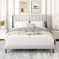 Sand Wingback Queen Upholstered Bed Frame