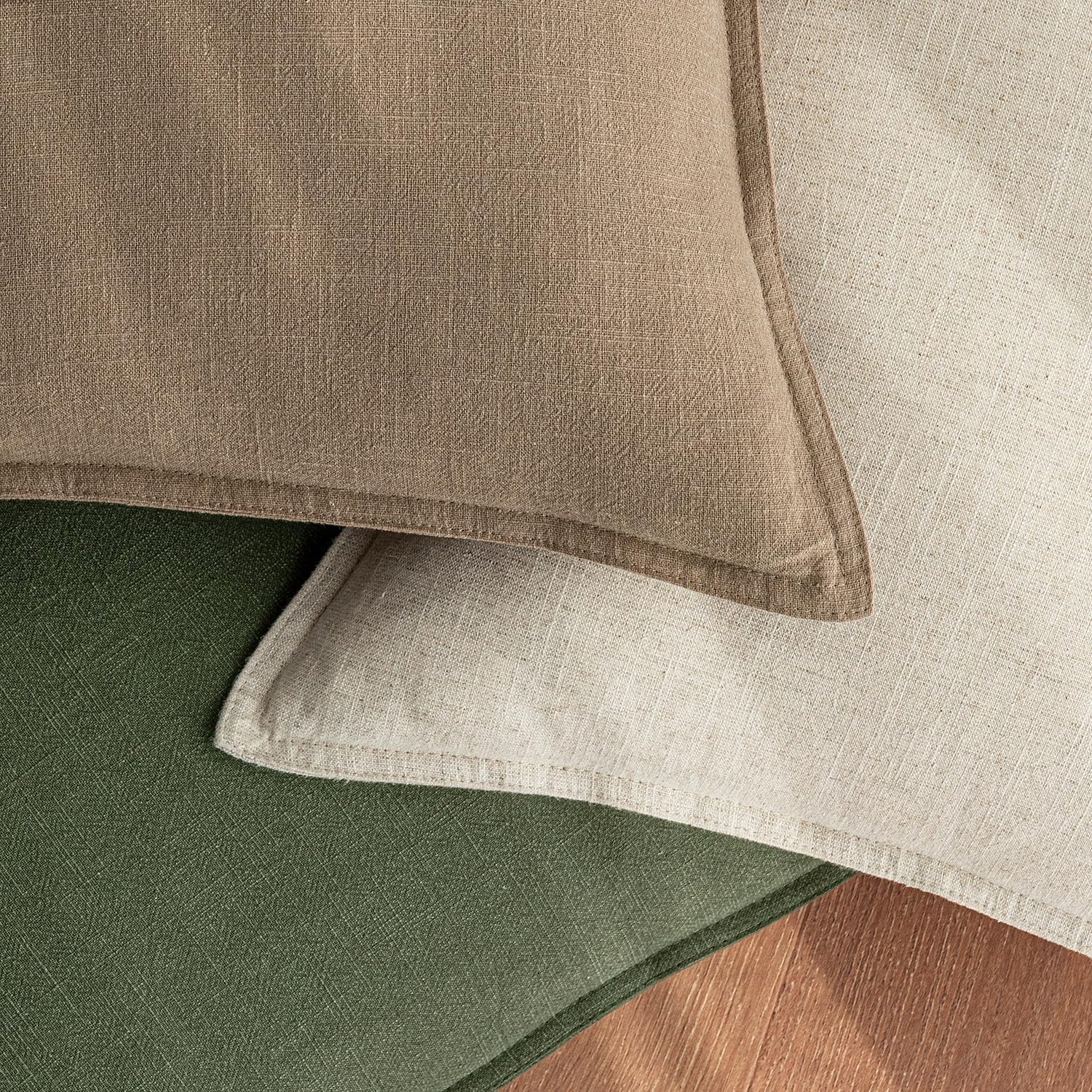 Solid Farmhouse Linen Pillow Covers Set of 2