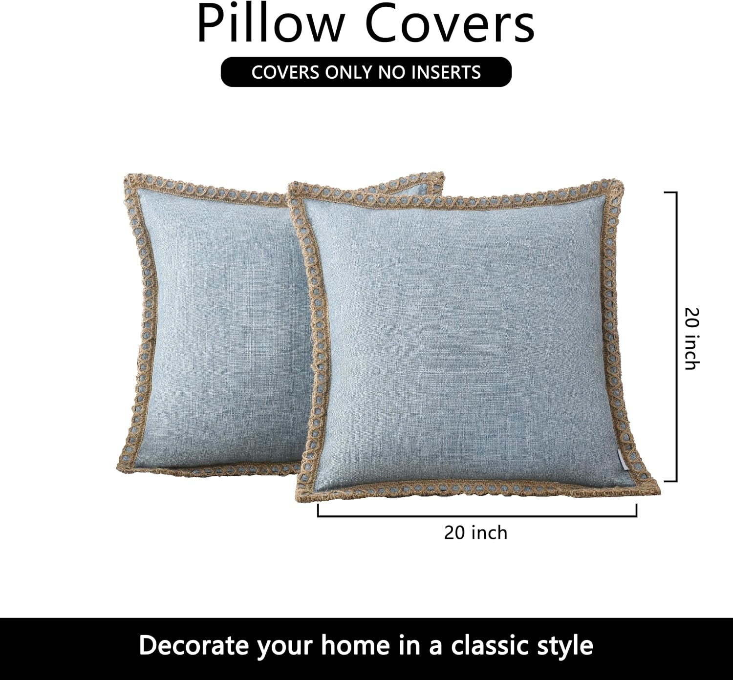 Farmhouse Burlap Linen Pillow Covers Set of 2